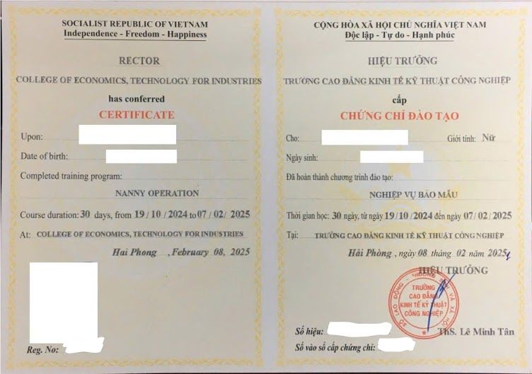 Lấy Chứng Chỉ Bảo Mẫu Nhanh - Dễ Dàng Xin Việc Trong Nước &amp; Quốc Tế