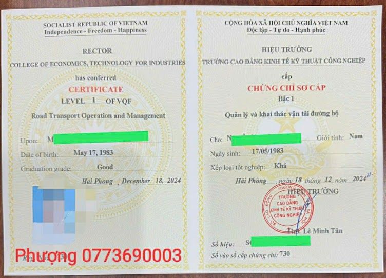 Chứng Chỉ Sơ Cấp Vận Tải - Đầu tư thông minh cho sự nghiệp bền vững!